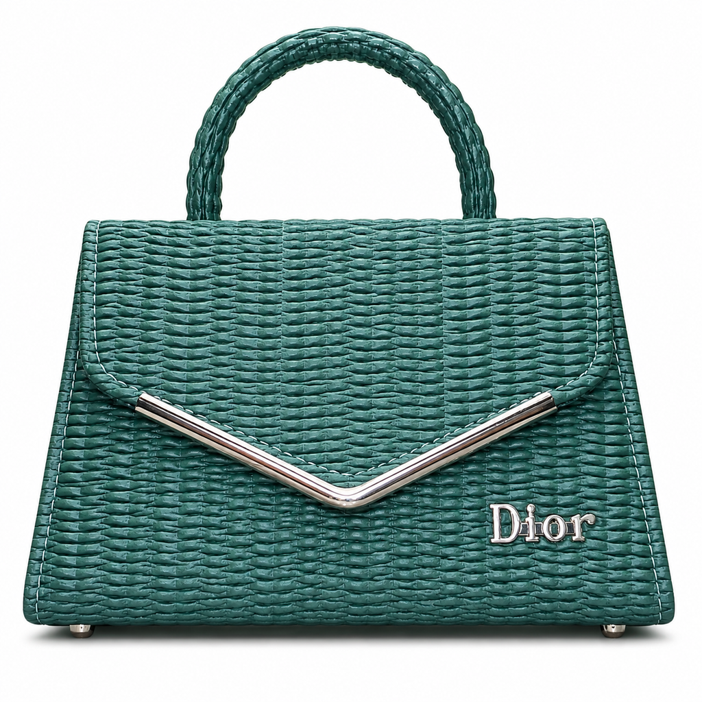 Textured V-Accent Top-Handle Handbag