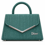 Textured V-Accent Top-Handle Handbag