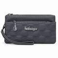 Quilted Double-Zipper Wristlet Pouch