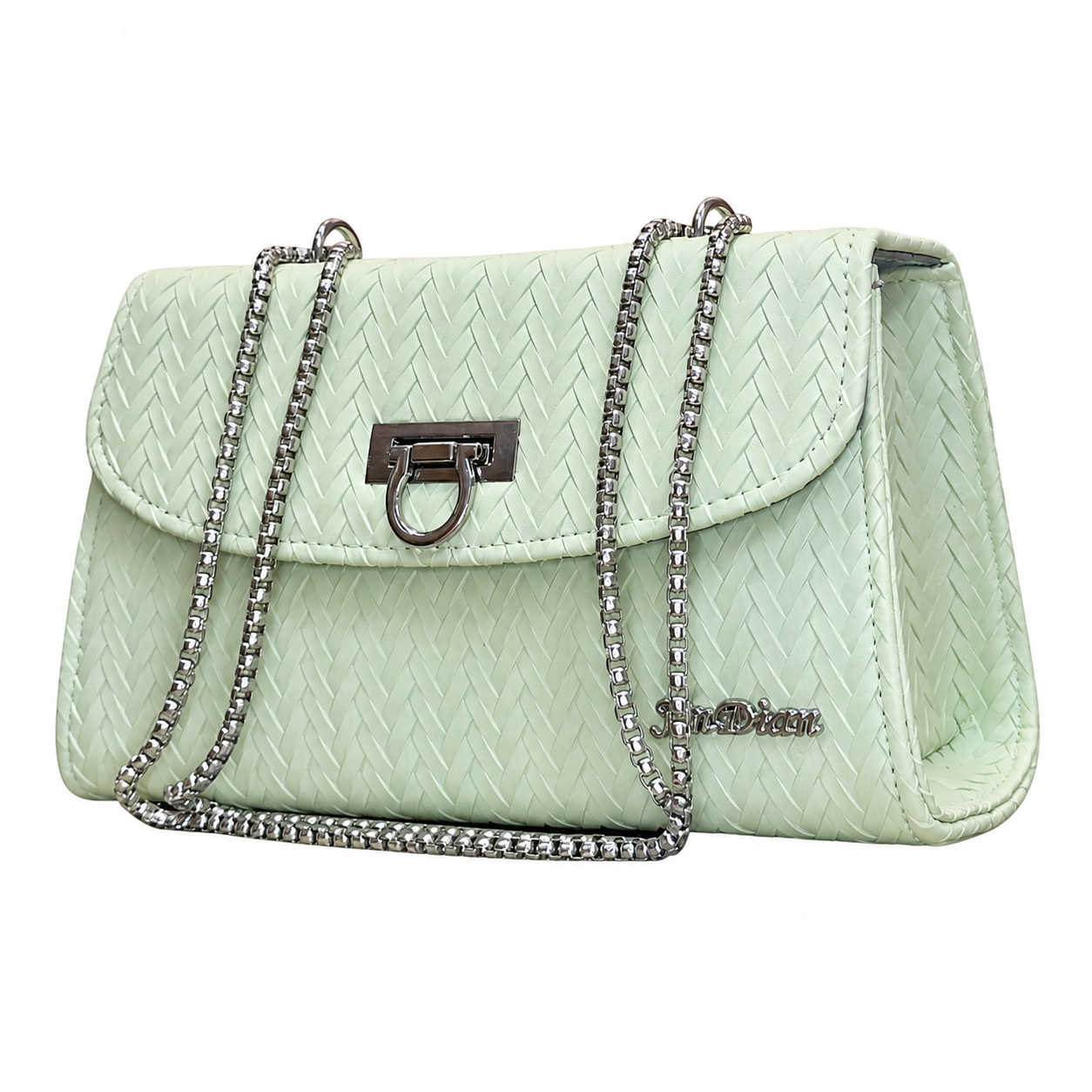 Chevron Embossed Chain Shoulder Bag