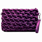 Ruched Textured Clutch with Chain Strap