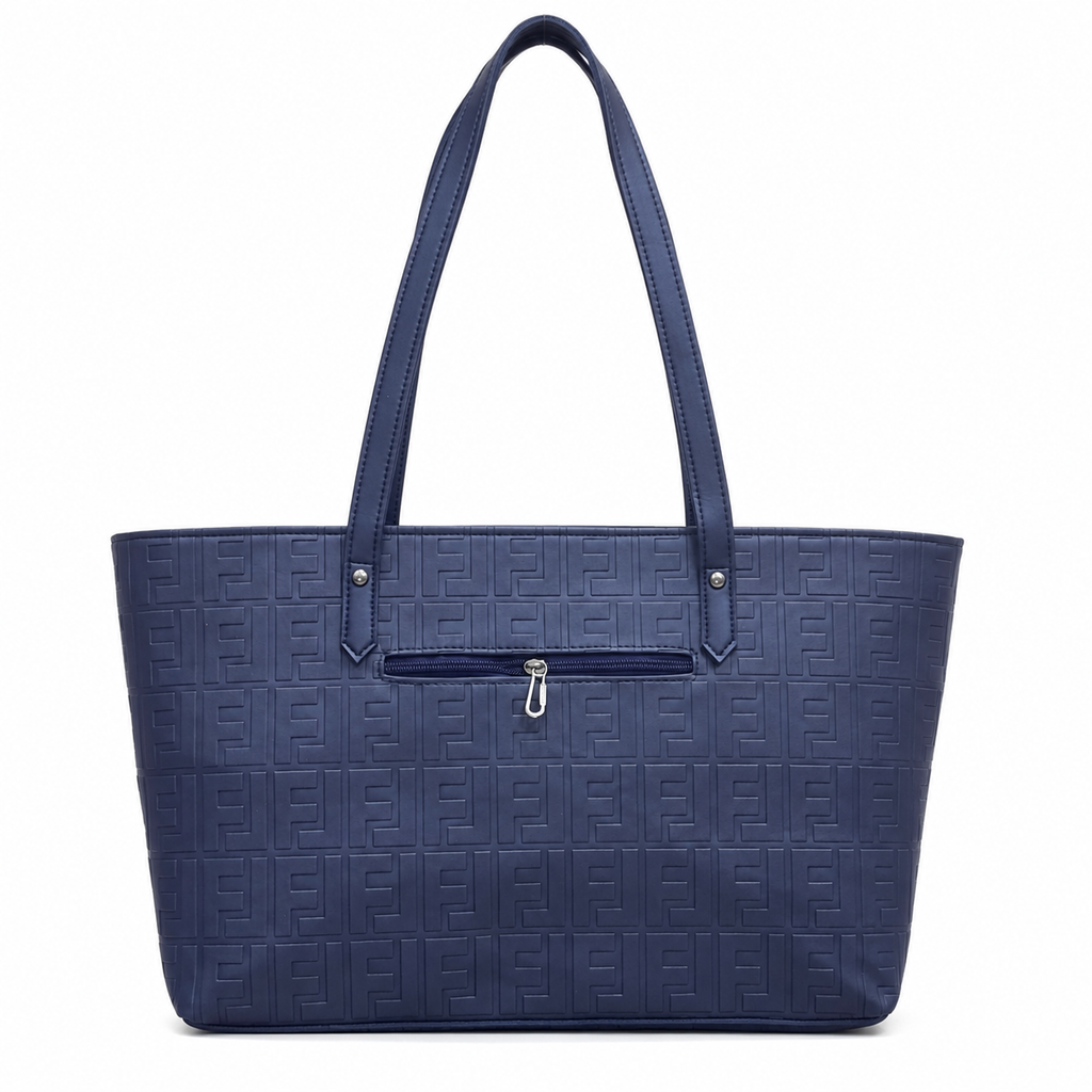 Structured Embossed Tote Bag with Scarf Accent