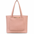 Structured Textured Shoulder Tote with Front Pocket