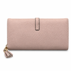 Textured Flap Clutch Wallet with Tassel Detail