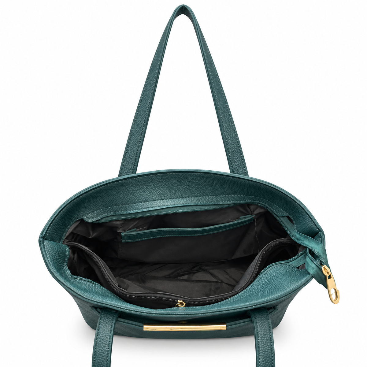 Structured Textured Shoulder Tote with Front Pocket