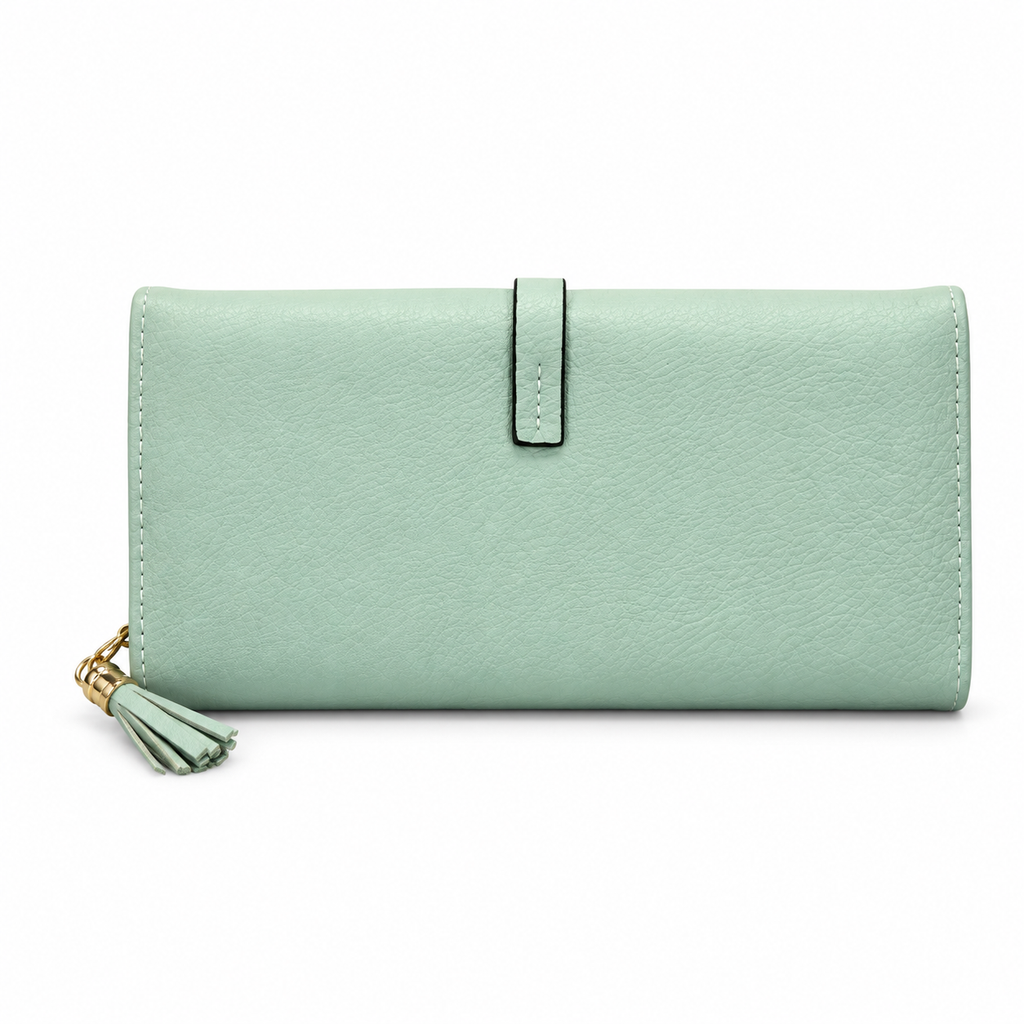 Textured Flap Clutch Wallet with Tassel Detail