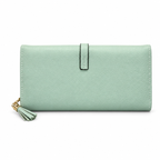Textured Flap Clutch Wallet with Tassel Detail