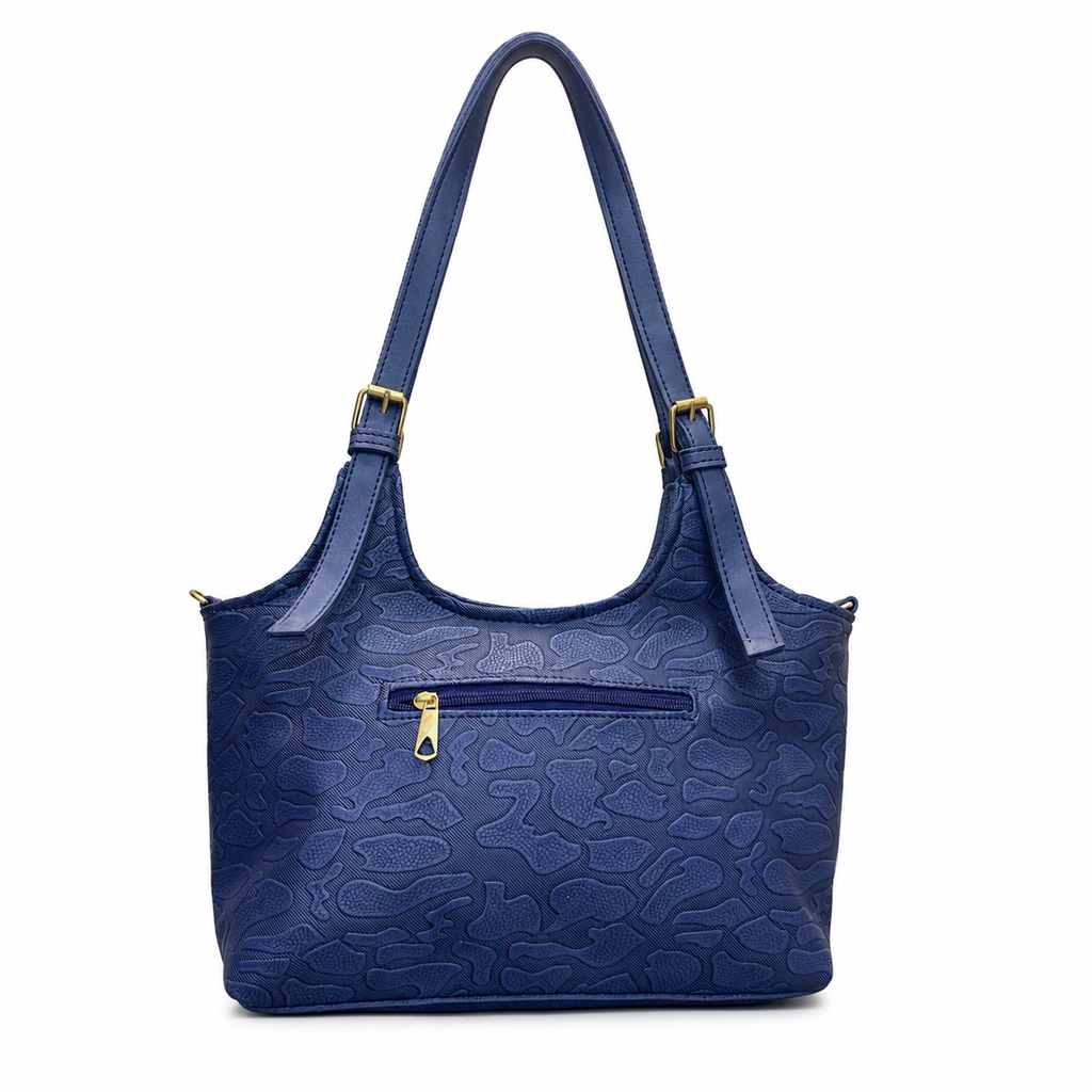 Structured Embossed Shoulder Tote Bag
