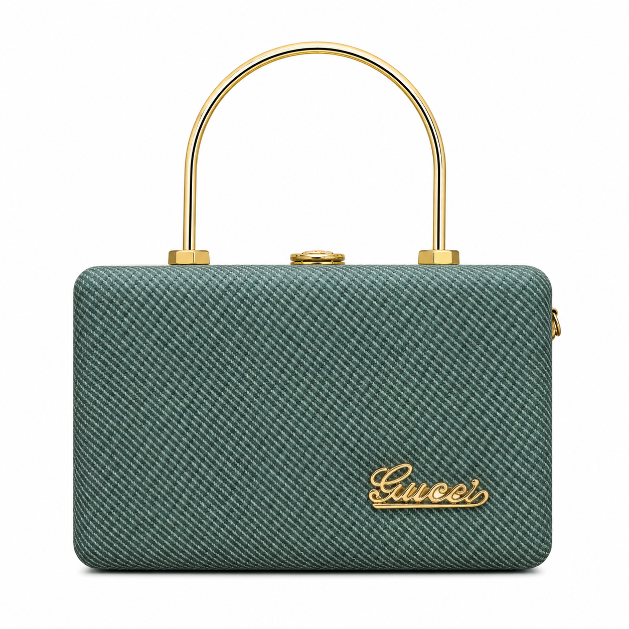 Textured Box Handbag with Top Handle and Chain Strap
