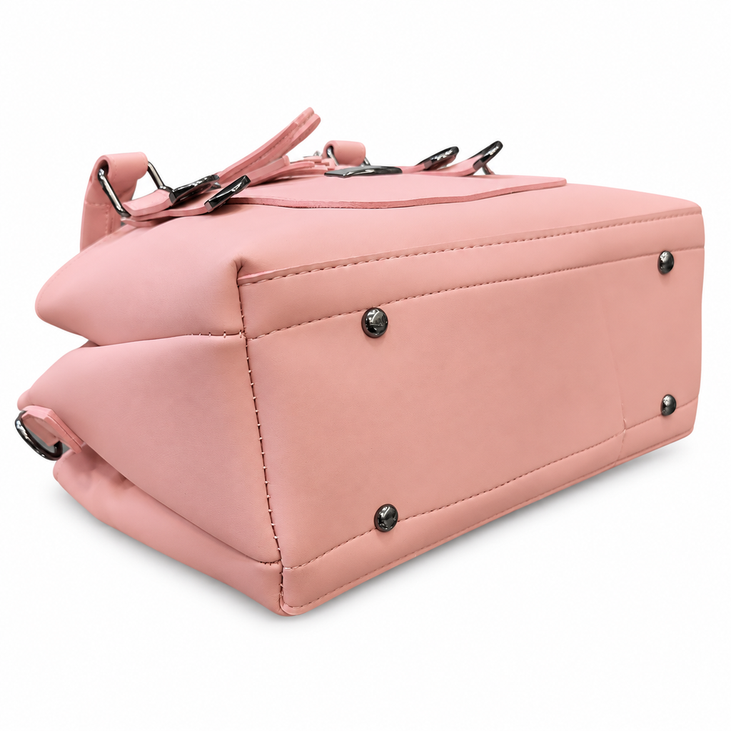 Three-Compartment Structured Handbag with Tassel Charm