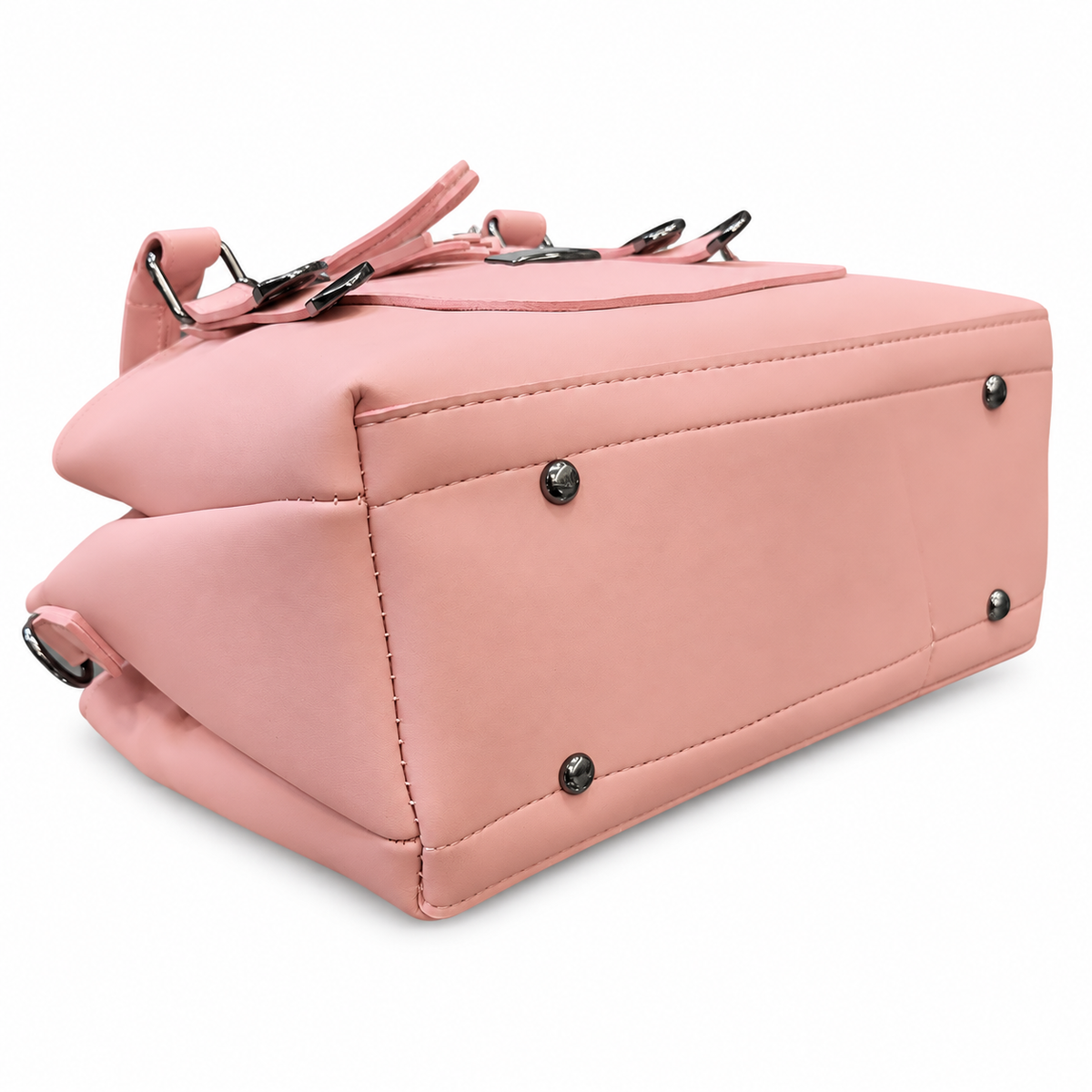 Three-Compartment Structured Handbag with Tassel Charm