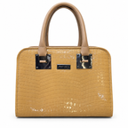 Crocodile-Embossed Structured Handbag