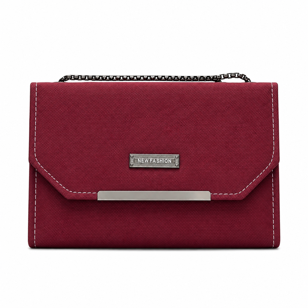 Textured Double-Chain Flap Shoulder Bag