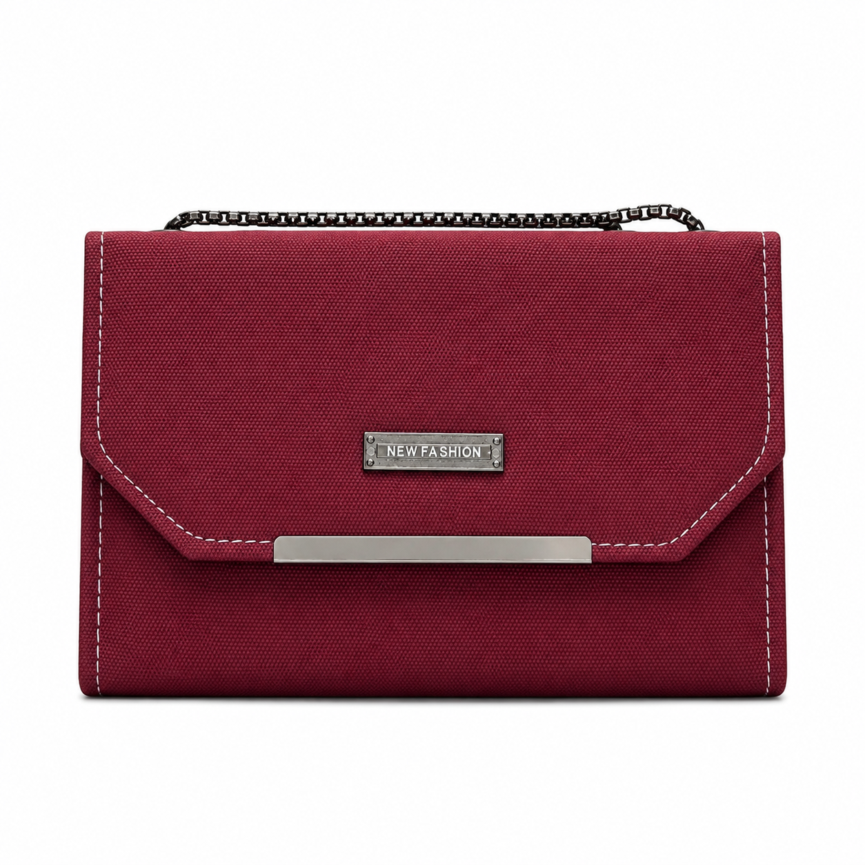 Textured Double-Chain Flap Shoulder Bag