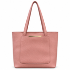Structured Textured Shoulder Tote with Front Pocket