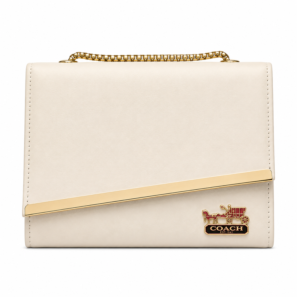 Diagonal-Bar Chain Flap Shoulder Bag
