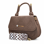Textured Top-Handle Handbag with Scarf Accent