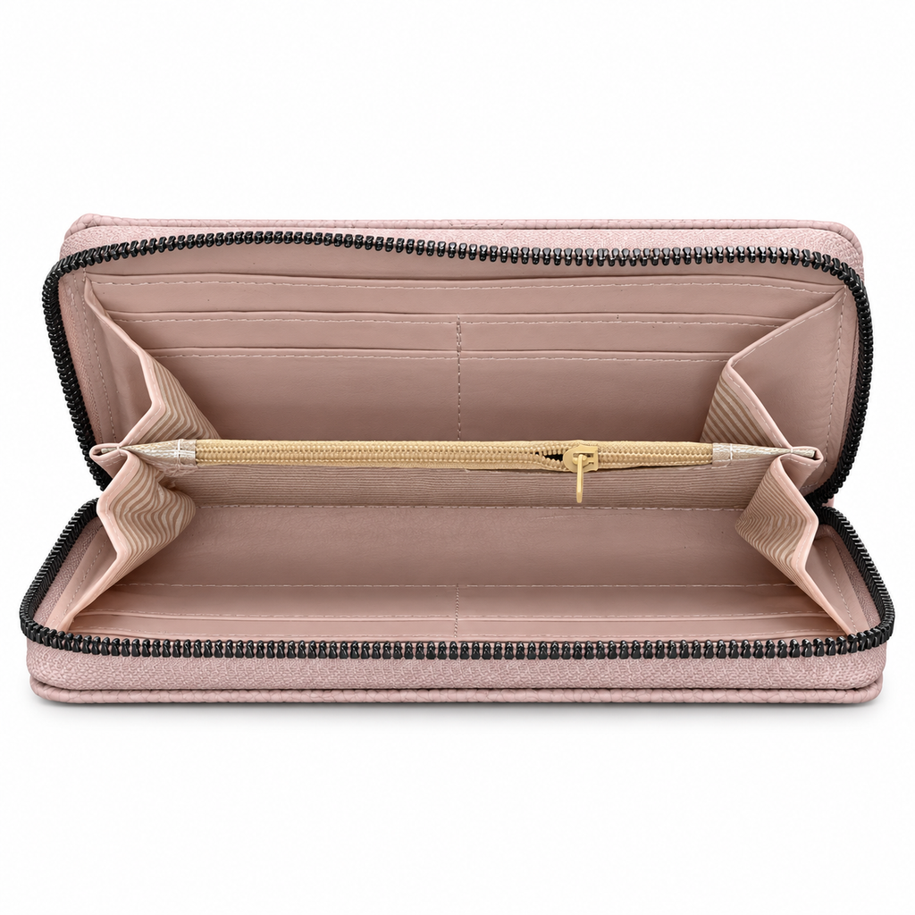 Diamond-Quilted Zipper Wallet