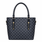Classic Check-Pattern Structured Tote Bag