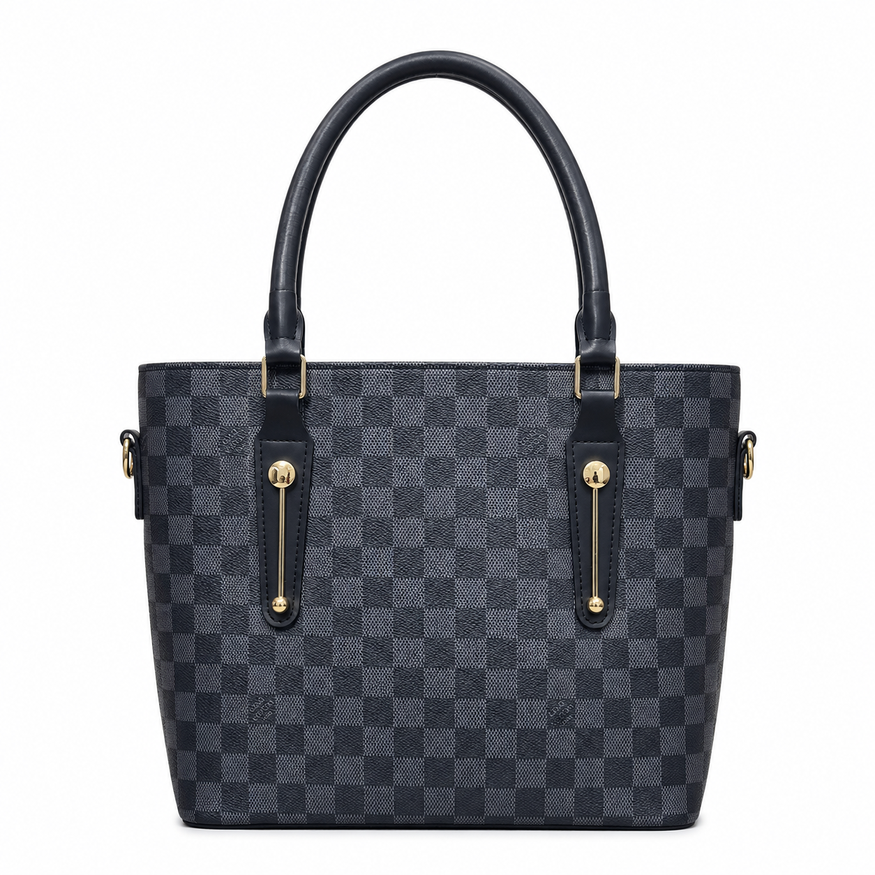Classic Check-Pattern Structured Tote Bag