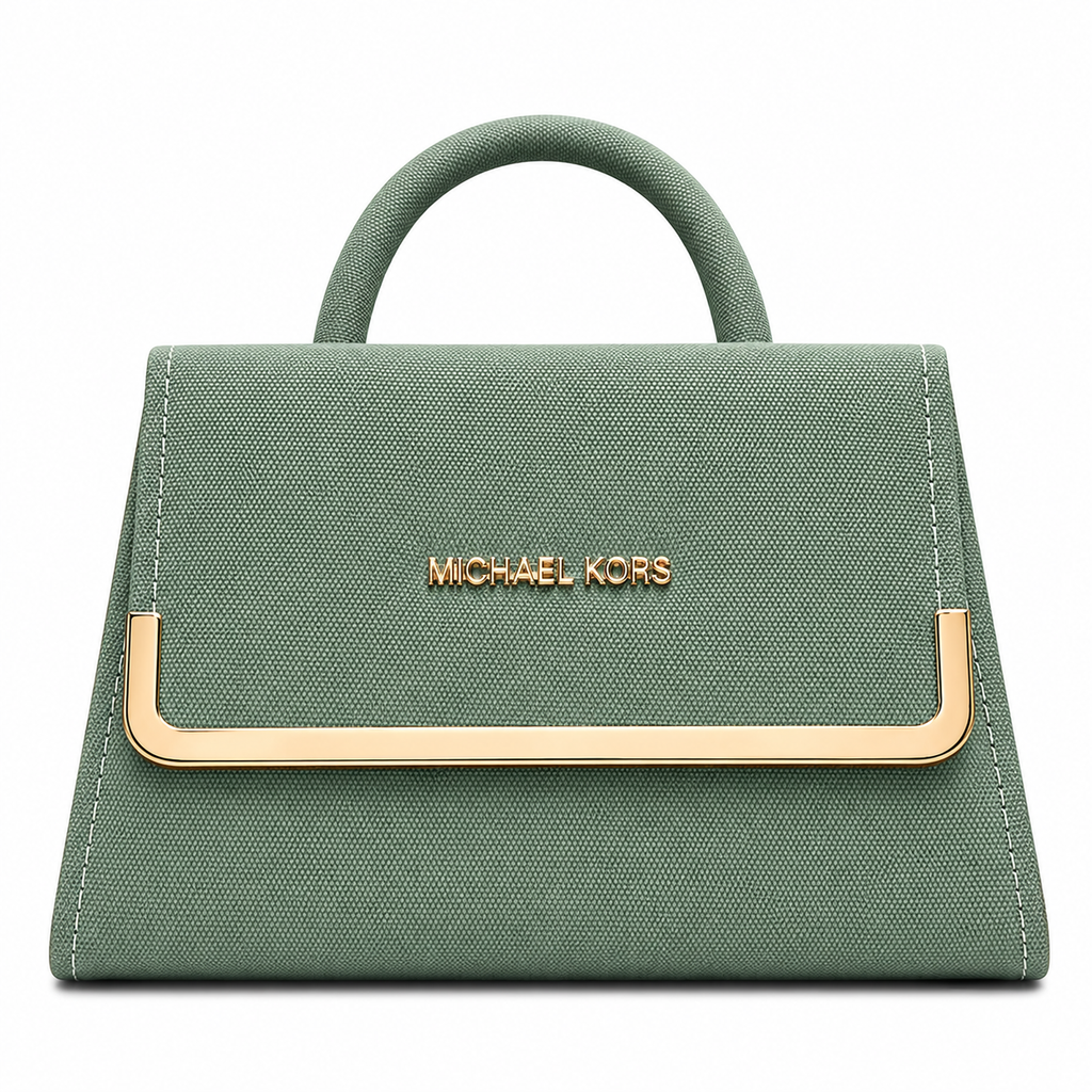 Textured Frame-Detail Top-Handle Handbag