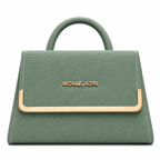 Textured Frame-Detail Top-Handle Handbag