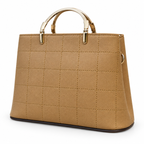 Structured Grid-Textured Top-Handle Handbag