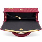 Textured V-Accent Top-Handle Handbag