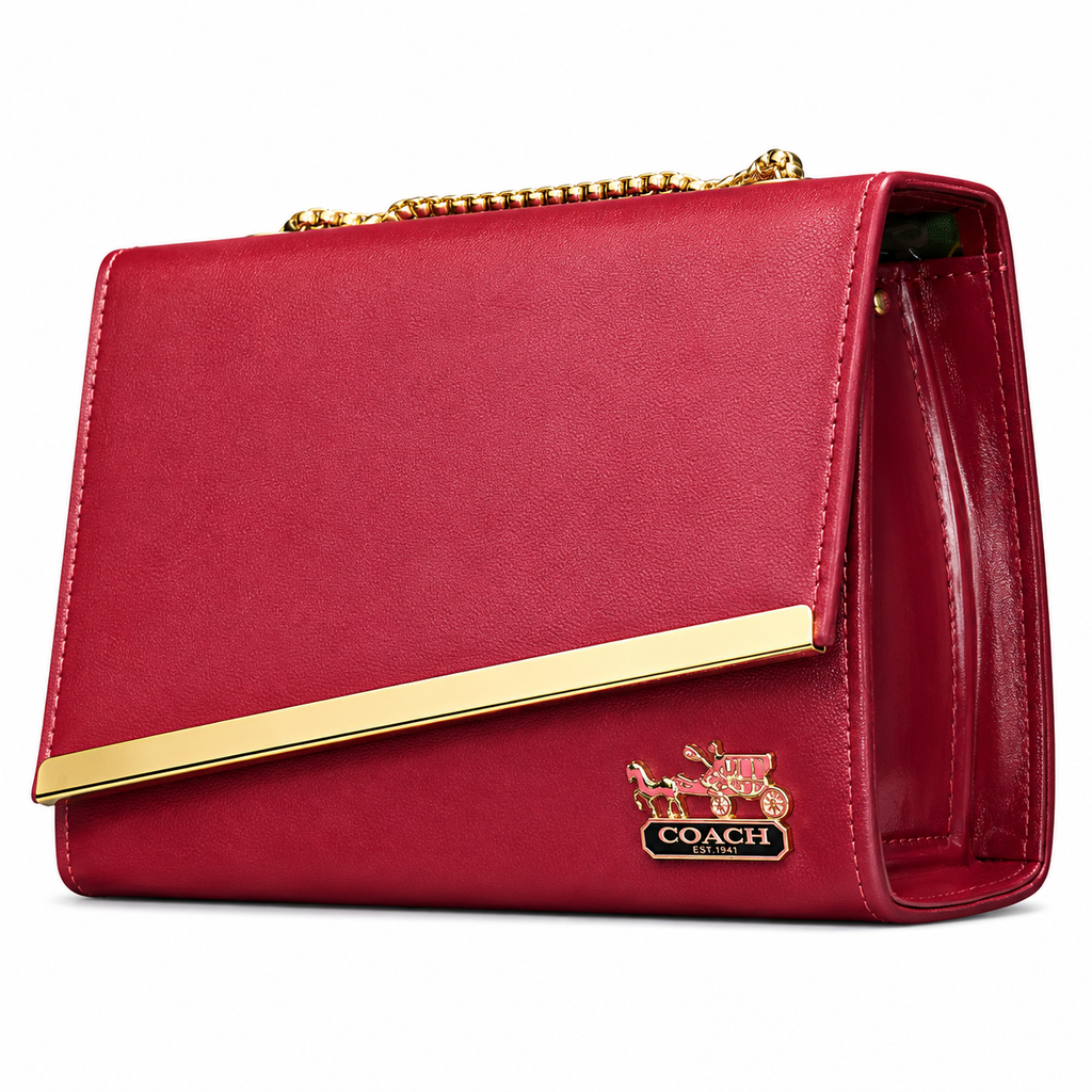 Diagonal-Bar Chain Flap Shoulder Bag
