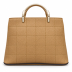 Structured Grid-Textured Top-Handle Handbag
