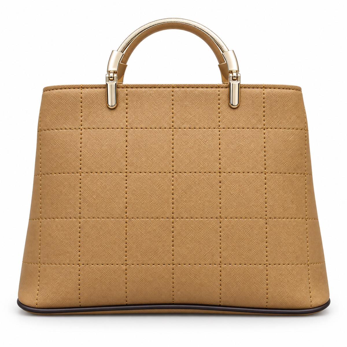 Structured Grid-Textured Top-Handle Handbag