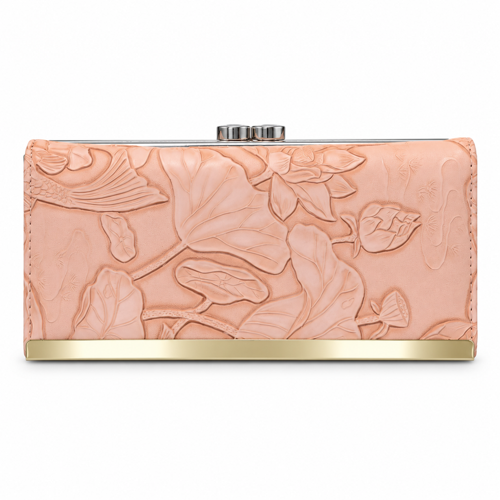 Floral Embossed Frame Clutch