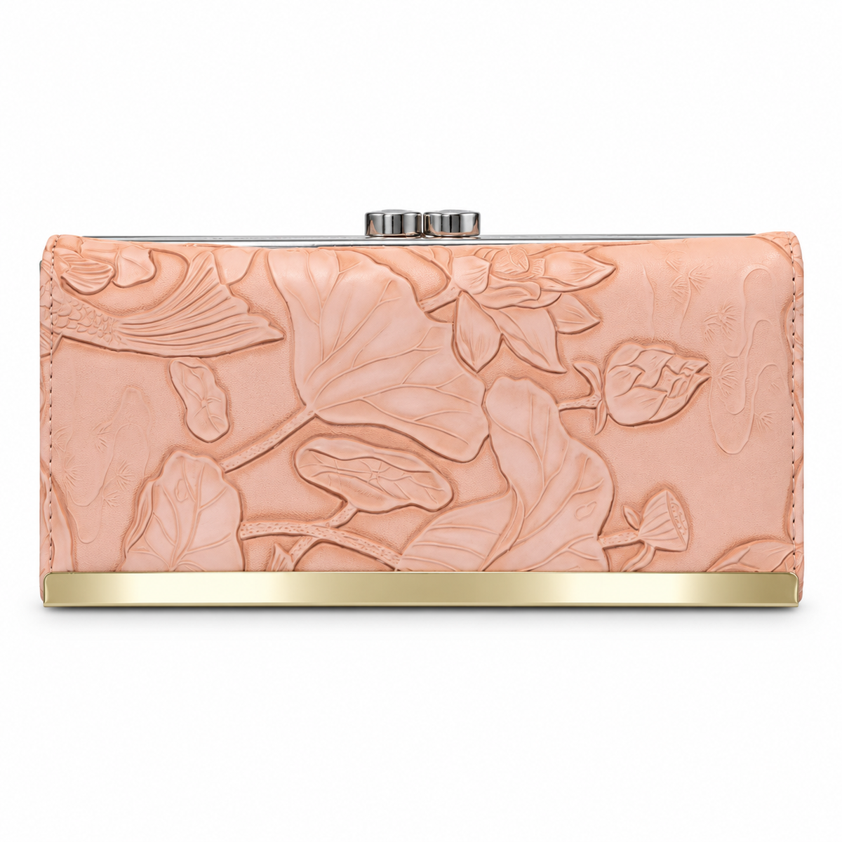 Floral Embossed Frame Clutch
