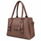 Three-Compartment Structured Handbag with Tassel Charm