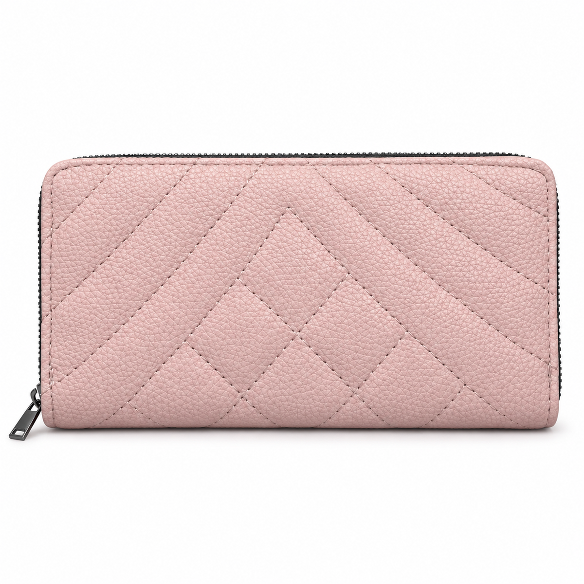 Diamond-Quilted Zipper Wallet
