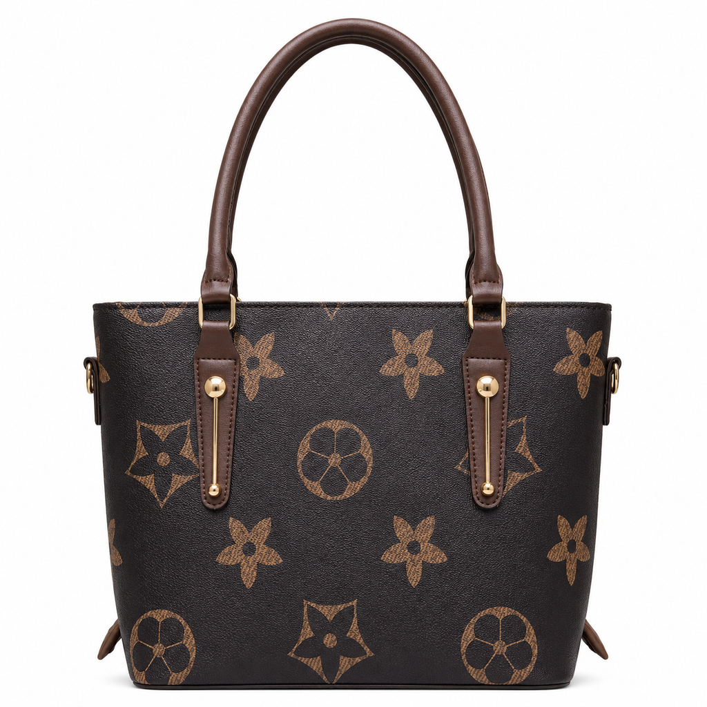 Floral-Pattern Structured Tote Bag