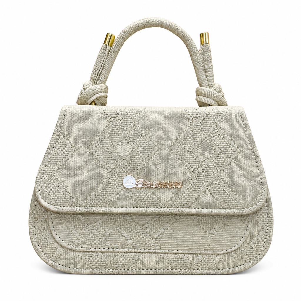 Textured Top-Handle Handbag with Scarf Accent