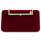Textured Crystal-Frame Hard-Case Clutch
