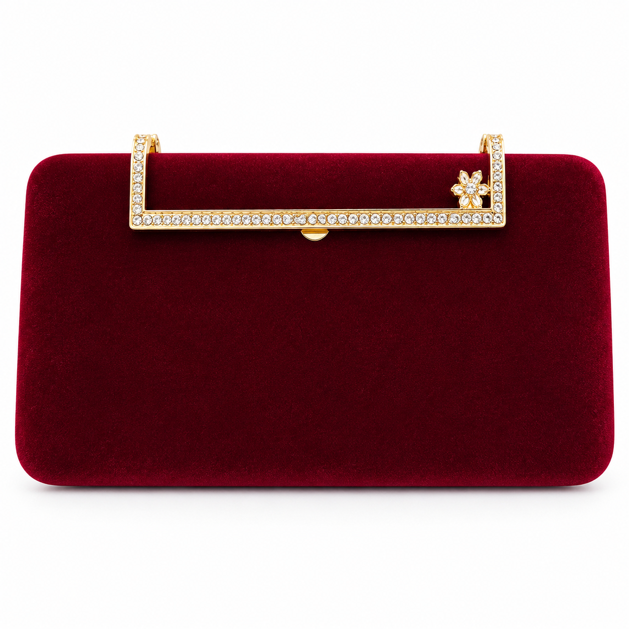 Textured Crystal-Frame Hard-Case Clutch