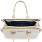 Herringbone-Textured Structured Tote Bag