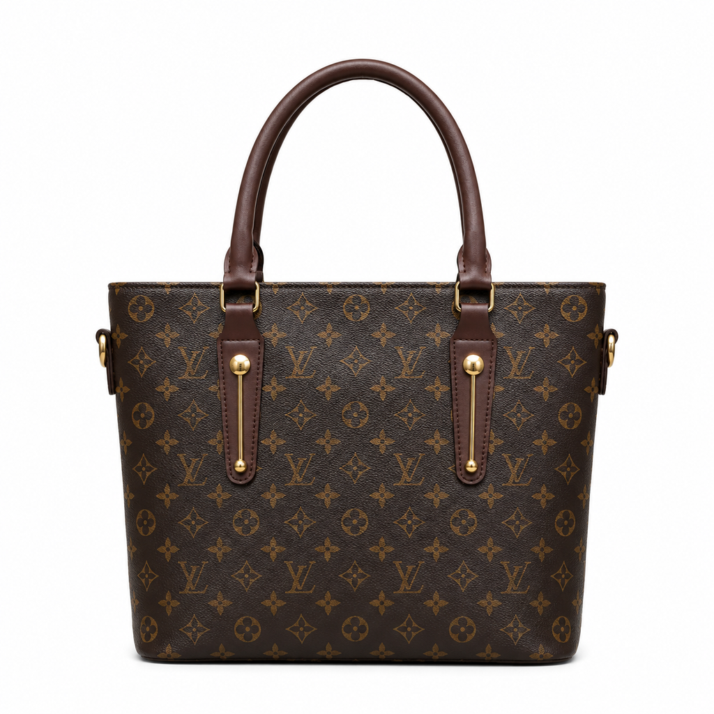 All-Over Patterned Structured Tote Bag