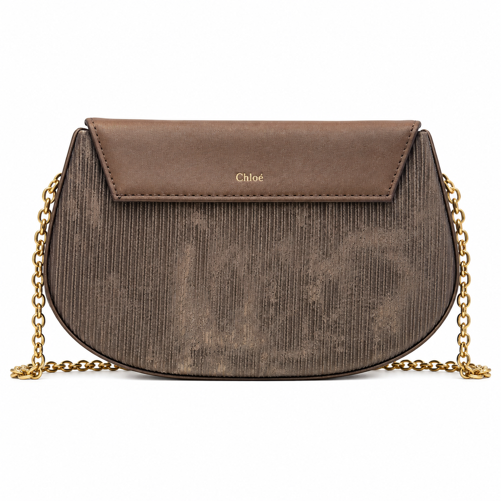 Pleated Textured Flap Chain Shoulder Bag