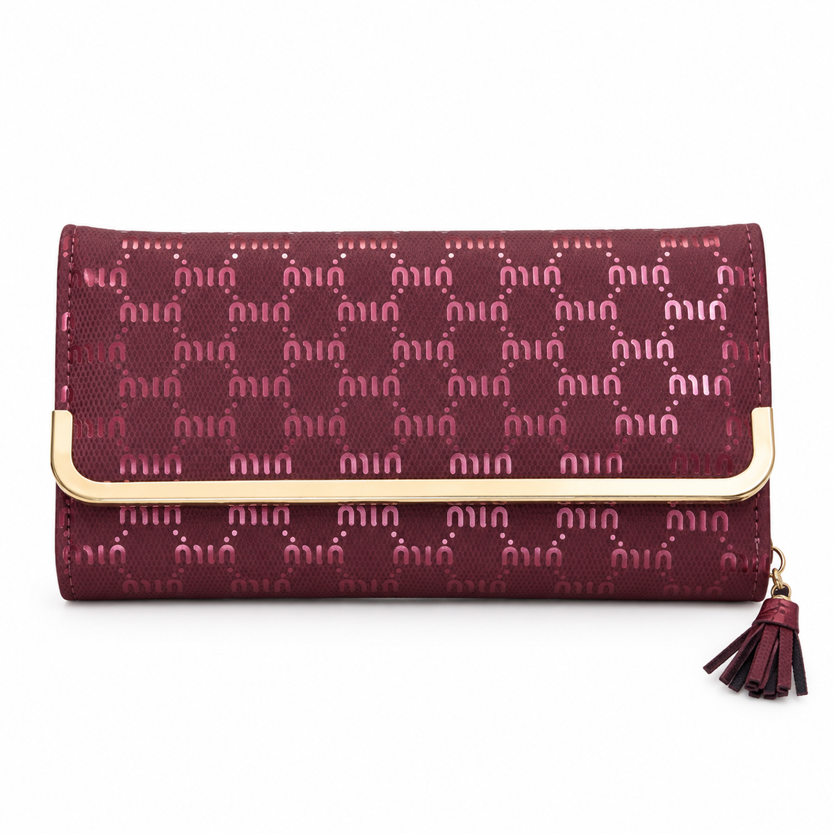 Patterned Envelope Clutch with U-Bar Detail