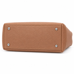Pebbled-Texture Structured Front-Pocket Tote Bag