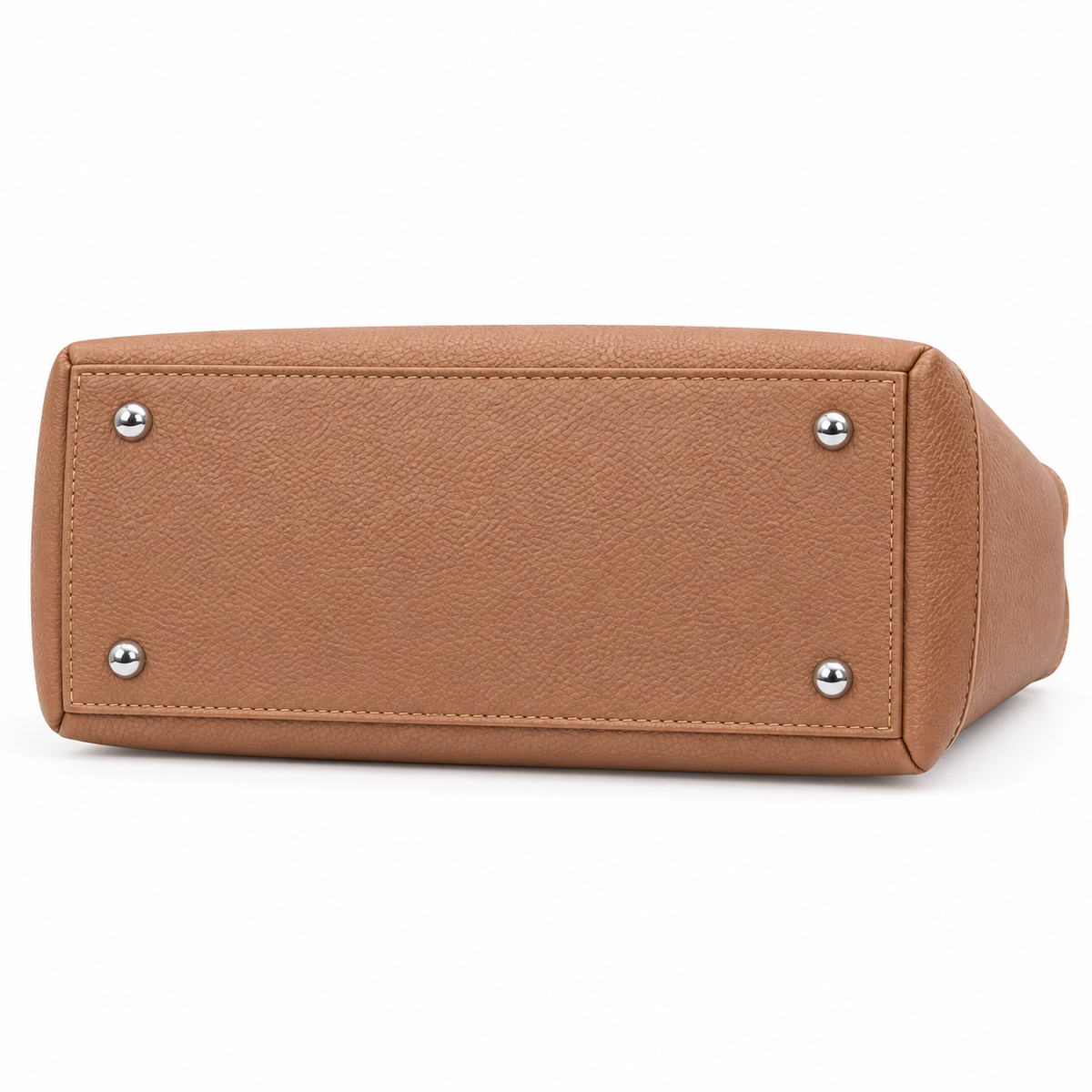 Pebbled-Texture Structured Front-Pocket Tote Bag