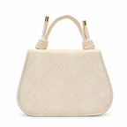 Textured Top-Handle Handbag with Scarf Accent