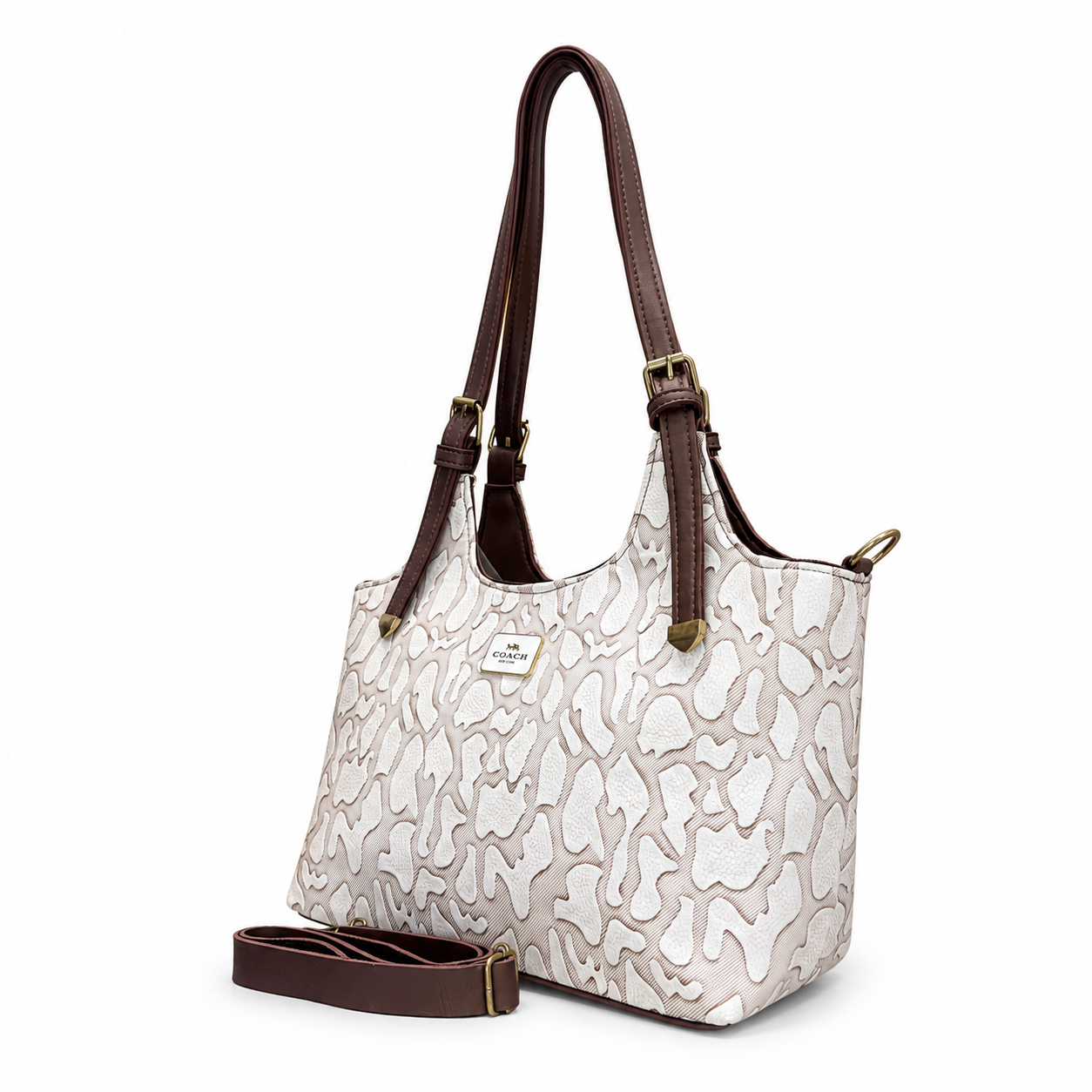 Structured Embossed Shoulder Tote Bag