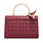 Pearl-Handle Scarf-Accent Handbag