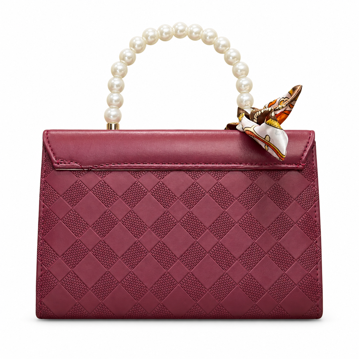 Pearl-Handle Scarf-Accent Handbag