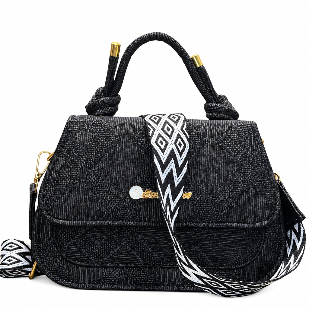 Textured Top-Handle Handbag with Scarf Accent